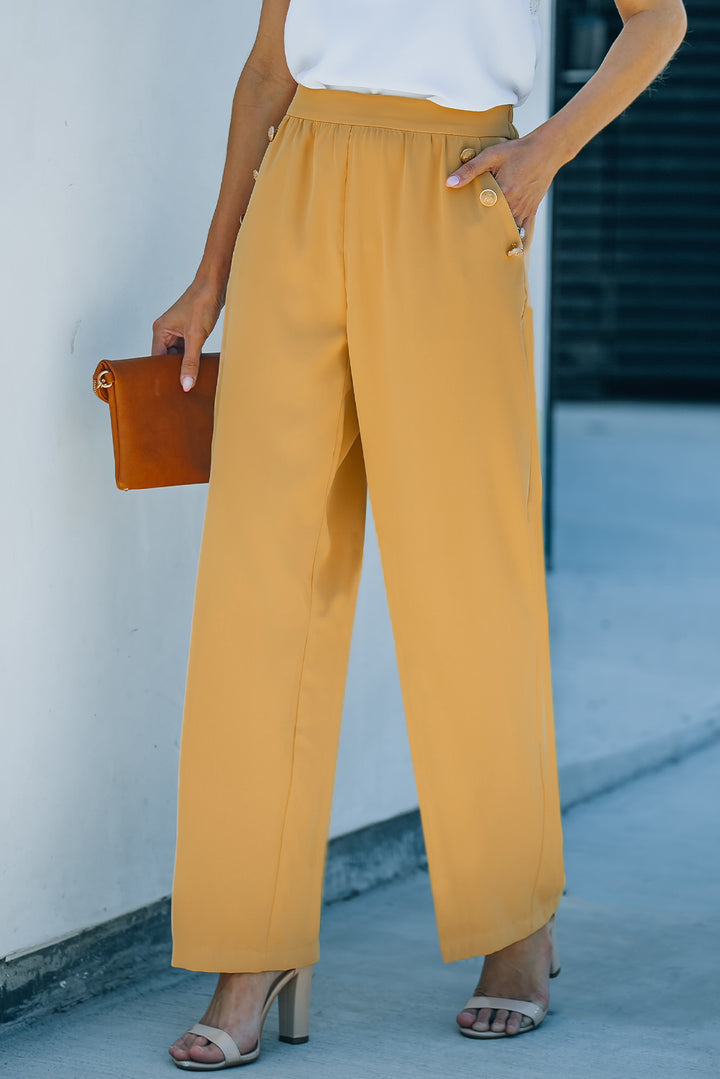 High Waist Wide Leg Pants with Pockets - Runway Frenzy 