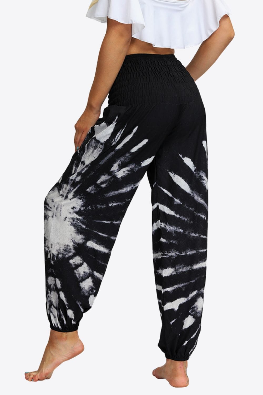 Tie-Dye Smocked Waist Pocket Joggers - Runway Frenzy 