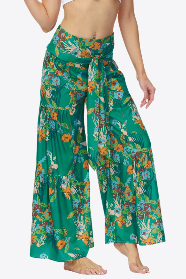 Floral Tie-Waist Tiered Culottes - Runway Frenzy