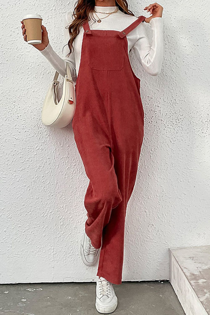 Carrying Your Love Buttoned Corduroy Overalls - Runway Frenzy