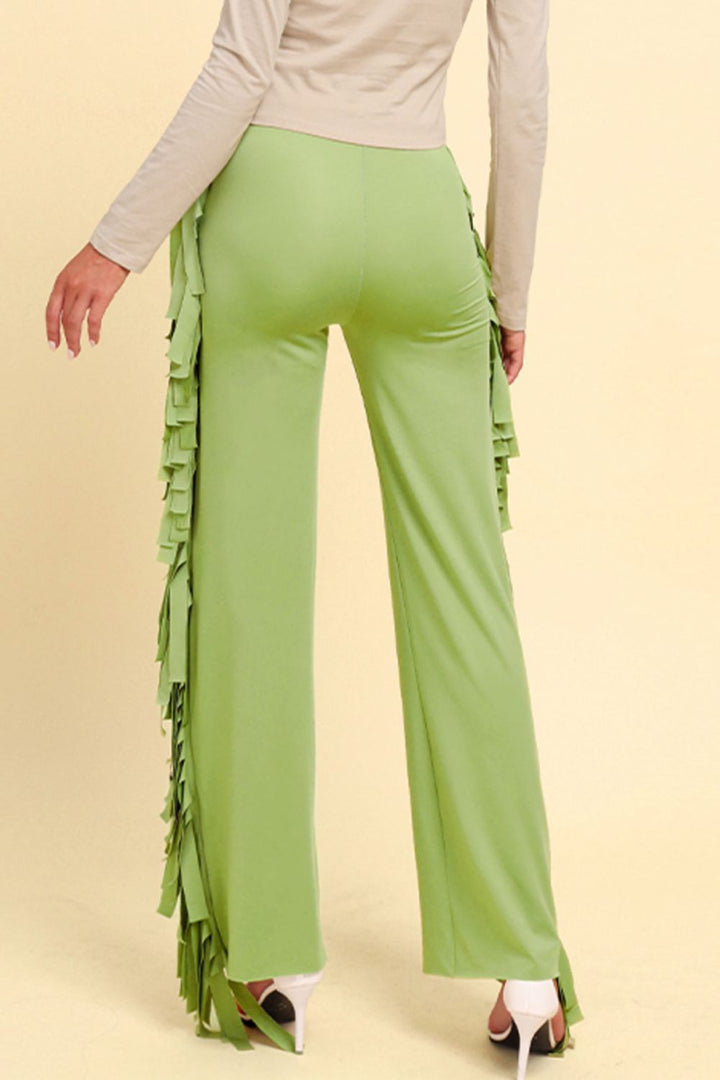 Fringe Trim Wide Leg Pants - Runway Frenzy