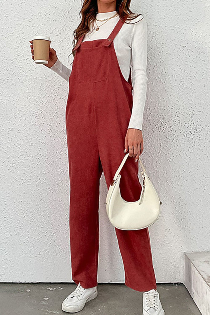 Carrying Your Love Buttoned Corduroy Overalls - Runway Frenzy