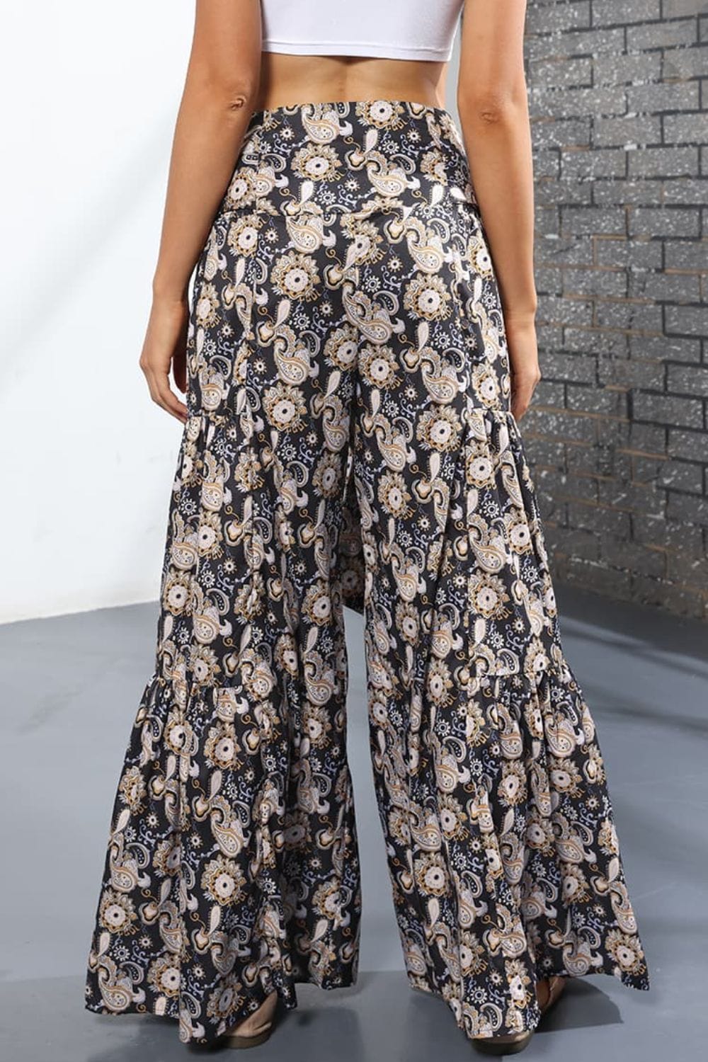 Printed High-Rise Tied Culottes - Runway Frenzy 