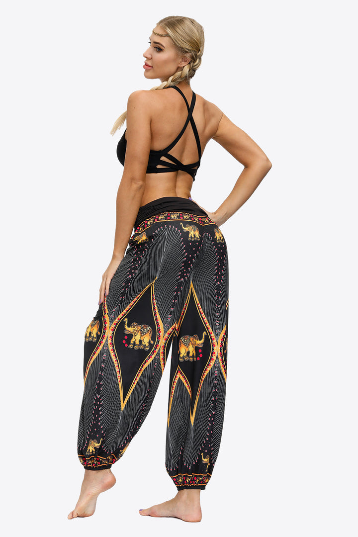 Exotic Style Printed Ruched Pants - Runway Frenzy