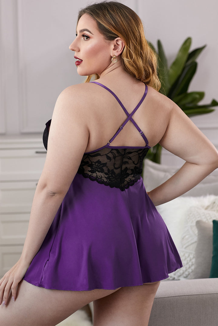Lace See-Through Plus Size Chemise - Runway Frenzy 