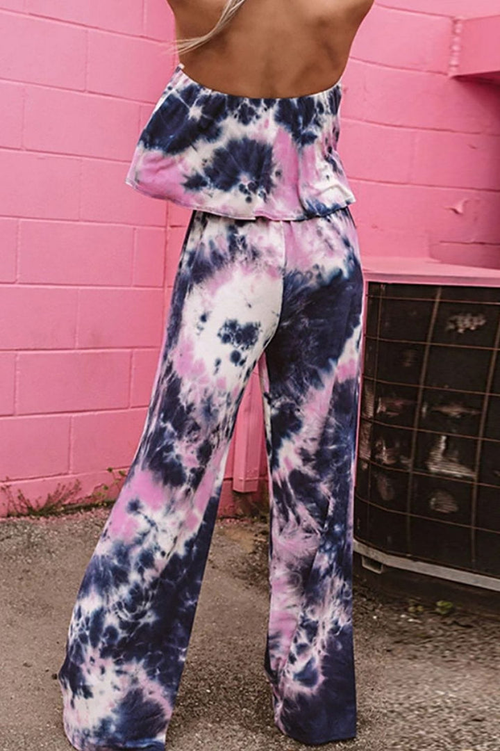 Tie-Dye Layered Strapless Jumpsuit - Runway Frenzy 