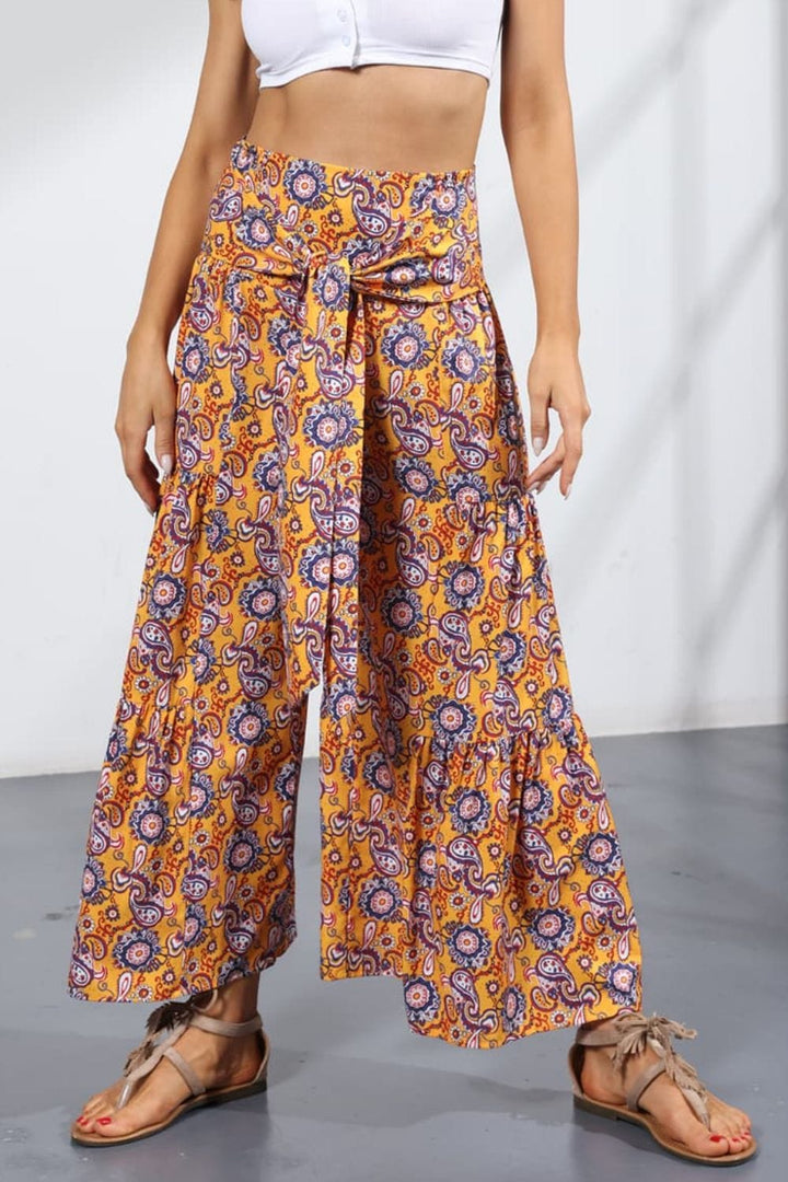 Printed Tie-Front Culottes - Runway Frenzy