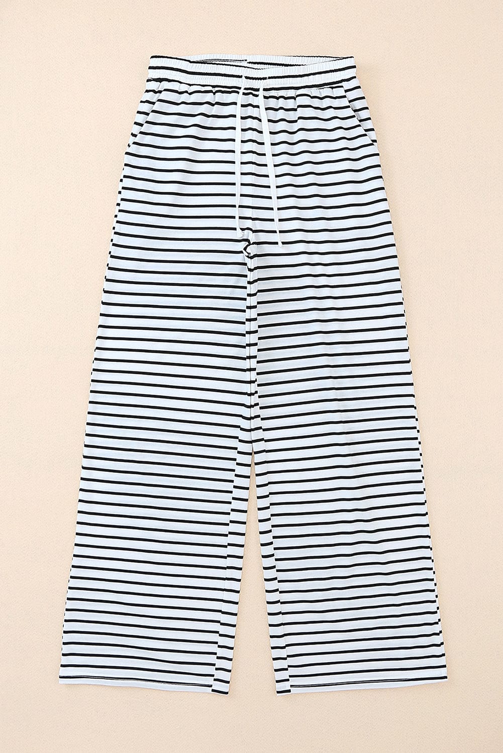 Striped Drawstring Waist Wide Leg Pants - Runway Frenzy 