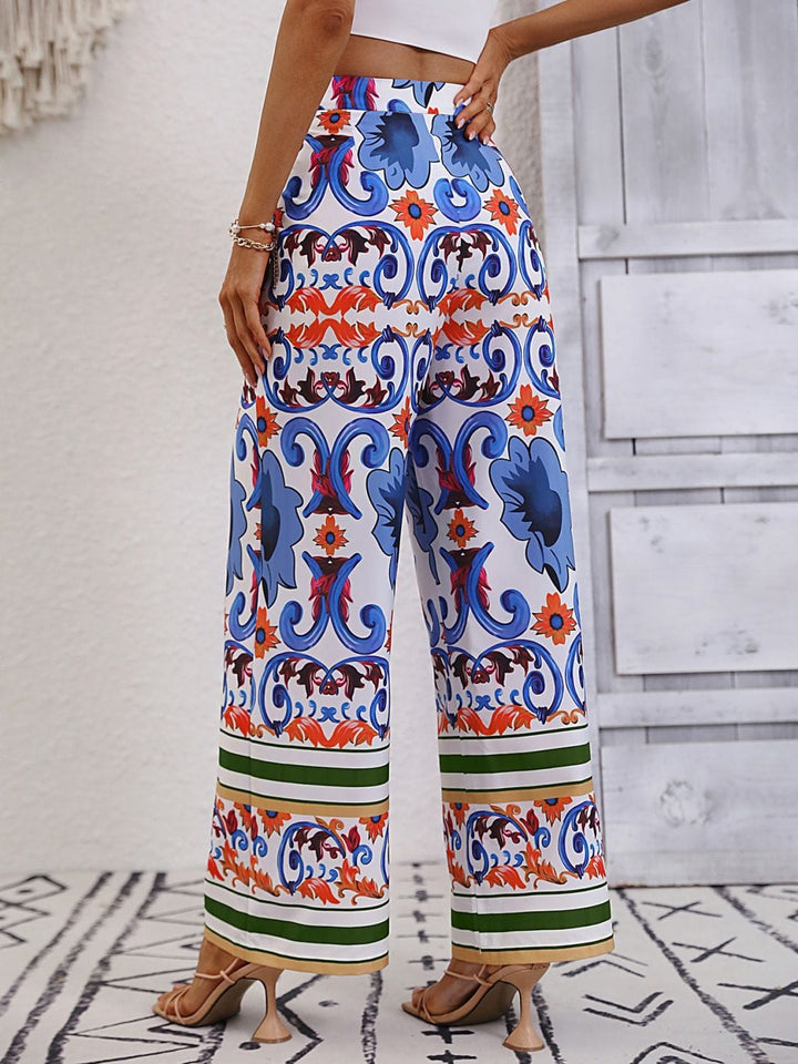 Printed High-Rise Wide Leg Pants - Runway Frenzy 