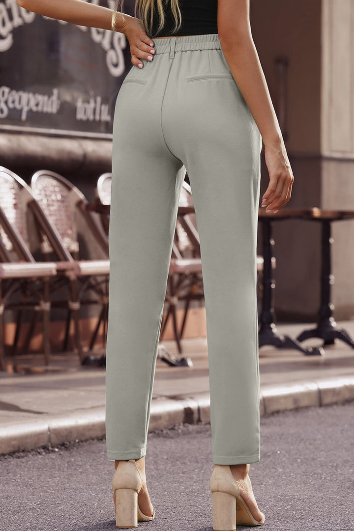 Ankle-Length Straight Leg Pants with Pockets - Runway Frenzy