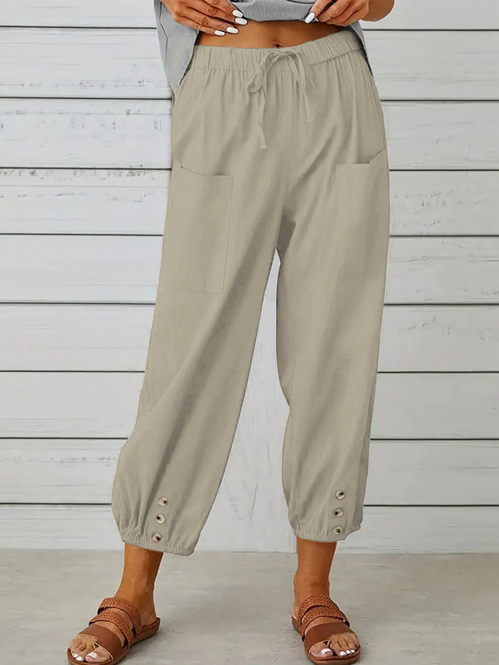 Decorative Button Cropped Pants - Runway Frenzy