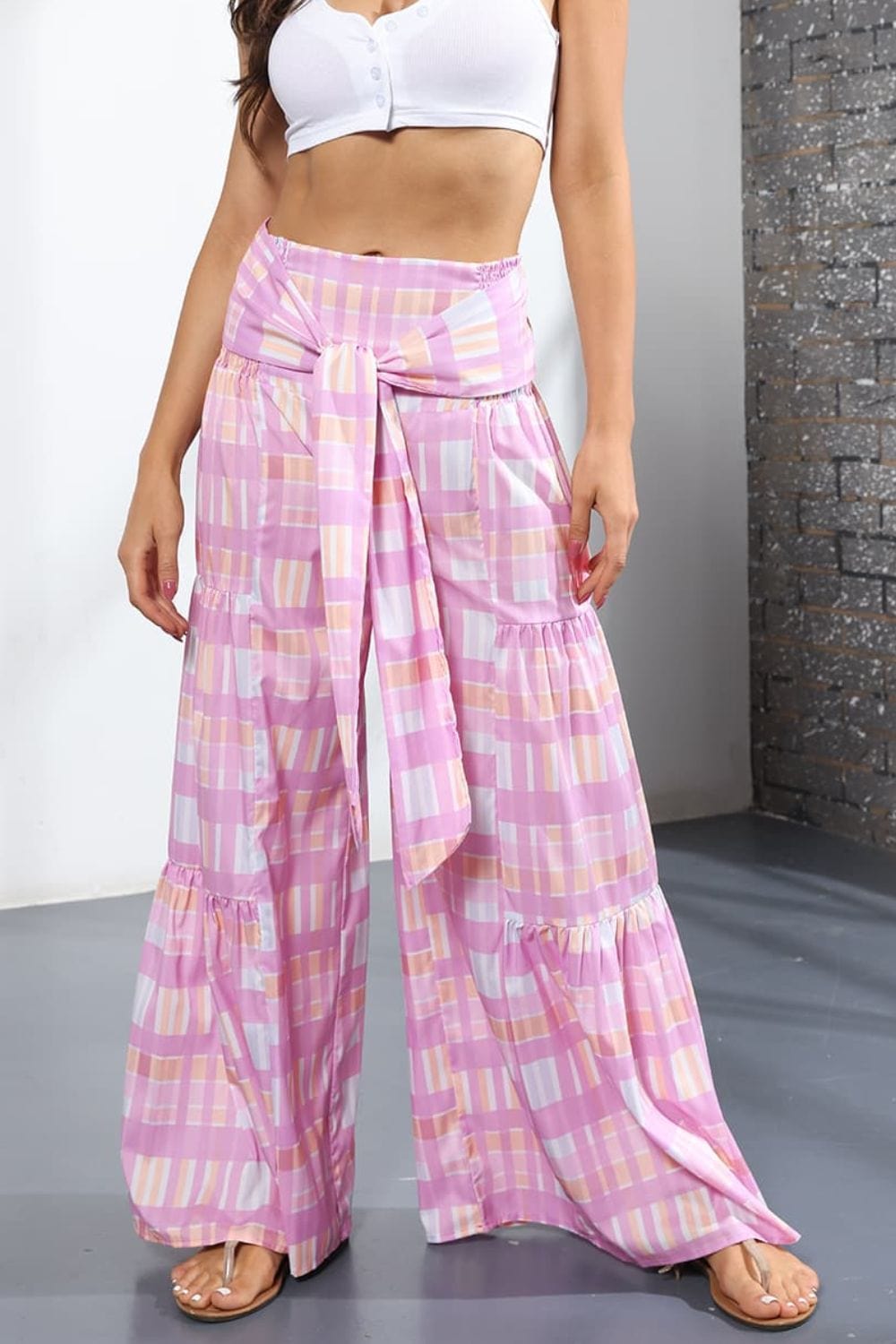 Printed High-Rise Tied Culottes - Runway Frenzy 