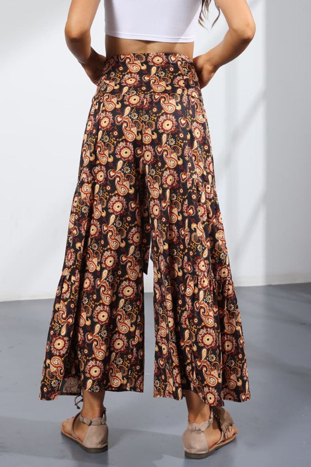 Printed Tie-Front Culottes - Runway Frenzy