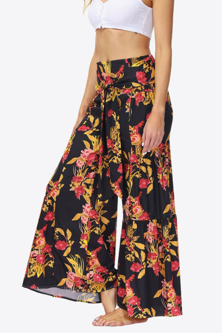 Floral Tie-Waist Tiered Culottes - Runway Frenzy