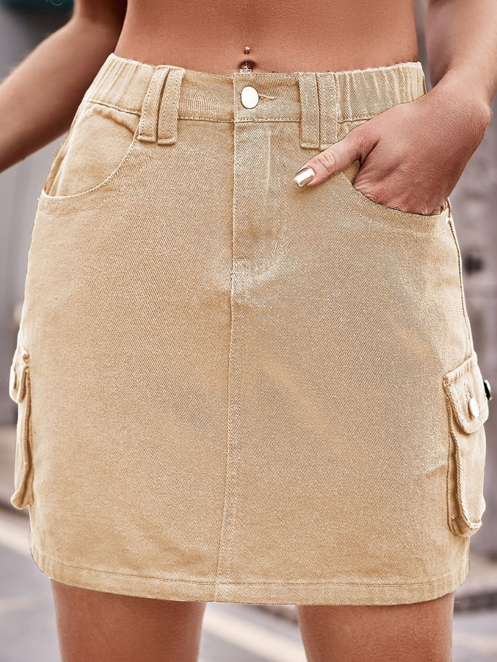 Denim Mini Skirt with Pockets - Runway Frenzy