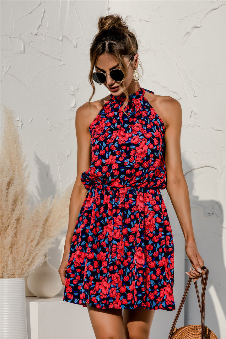 Floral Tied Sleeveless Mini Dress - Runway Frenzy