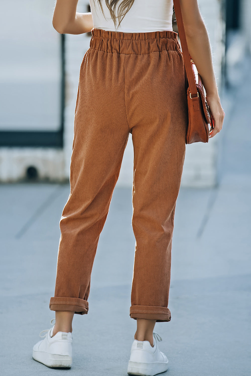 Drawstring Waist Corduroy Pants with Pockets - Runway Frenzy