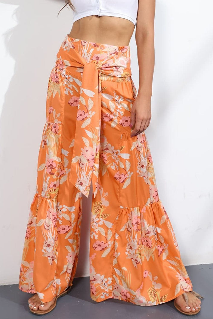 Printed High-Rise Tied Culottes - Runway Frenzy 