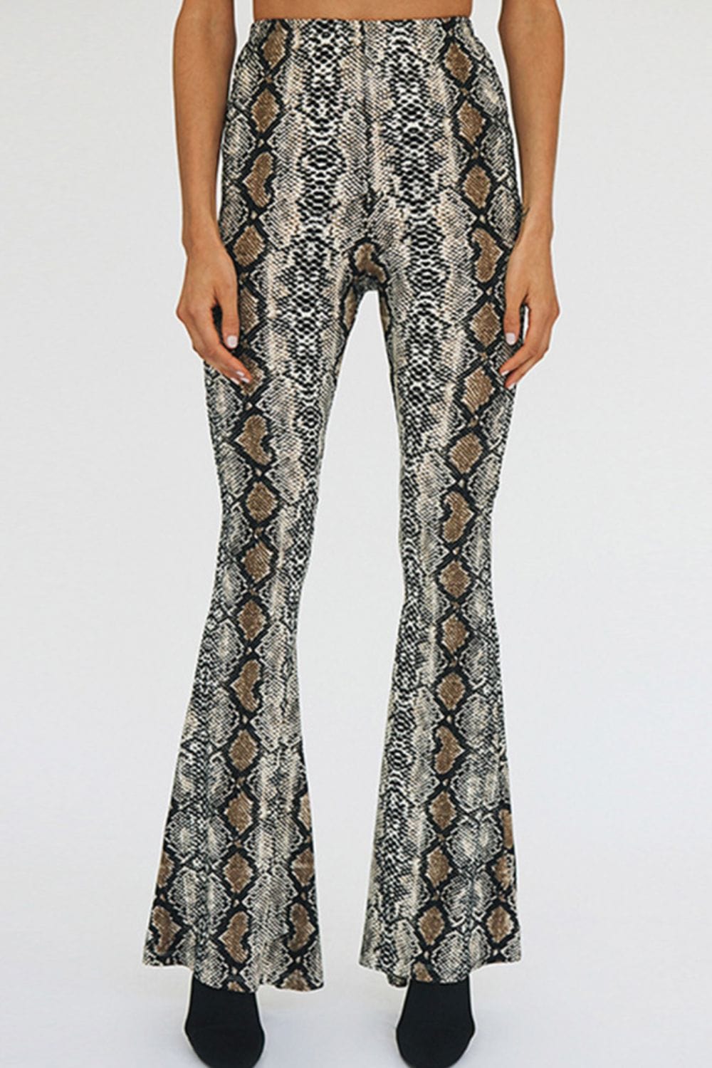 Snakeskin Print Flare Pants - Runway Frenzy 