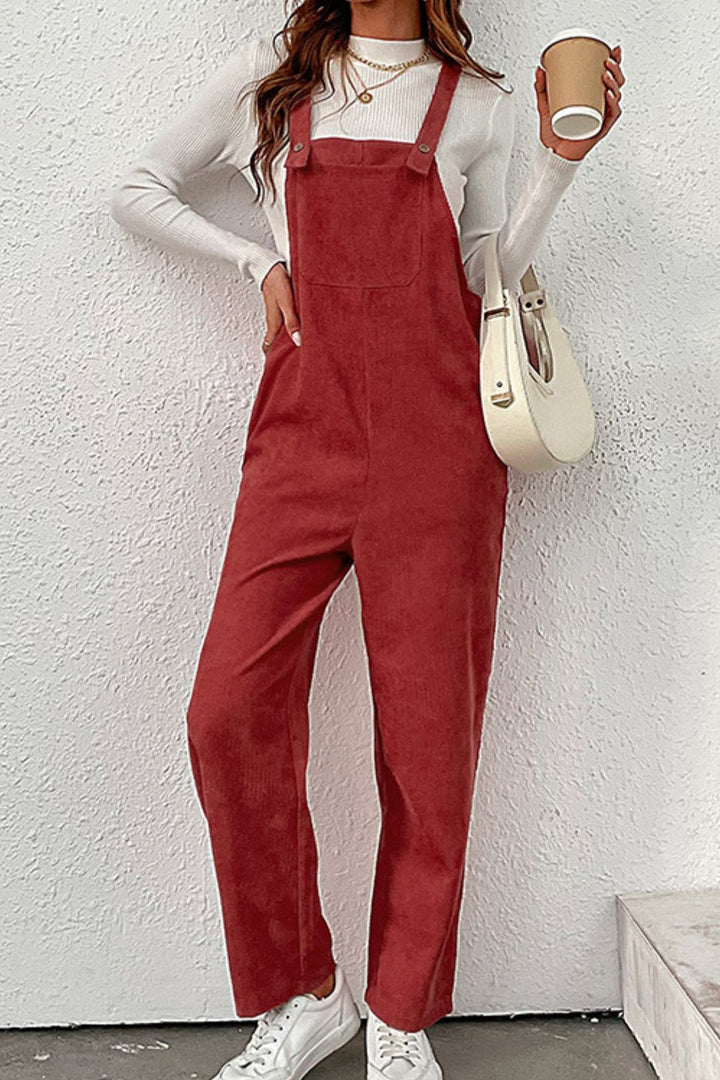 Carrying Your Love Buttoned Corduroy Overalls - Runway Frenzy