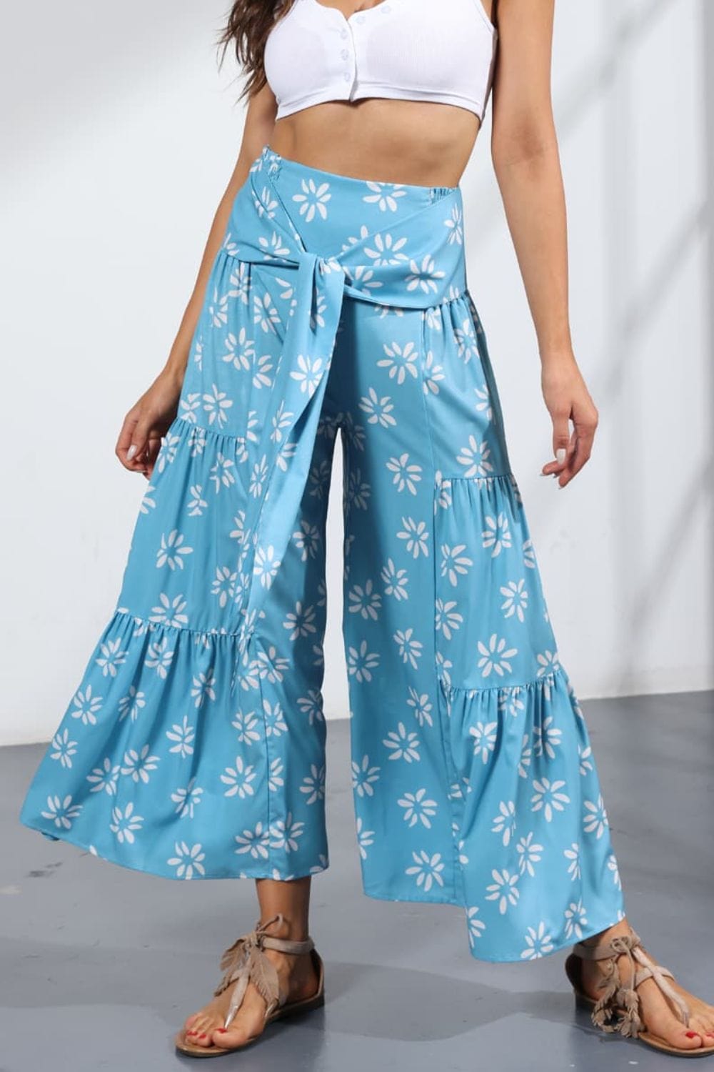 Printed Tie-Front Culottes - Runway Frenzy