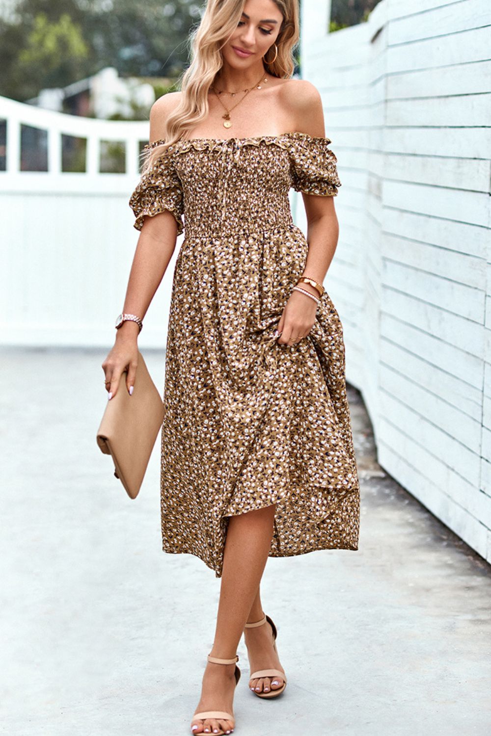 Floral Ruffled Square Neck Dress with Pockets - Runway Frenzy