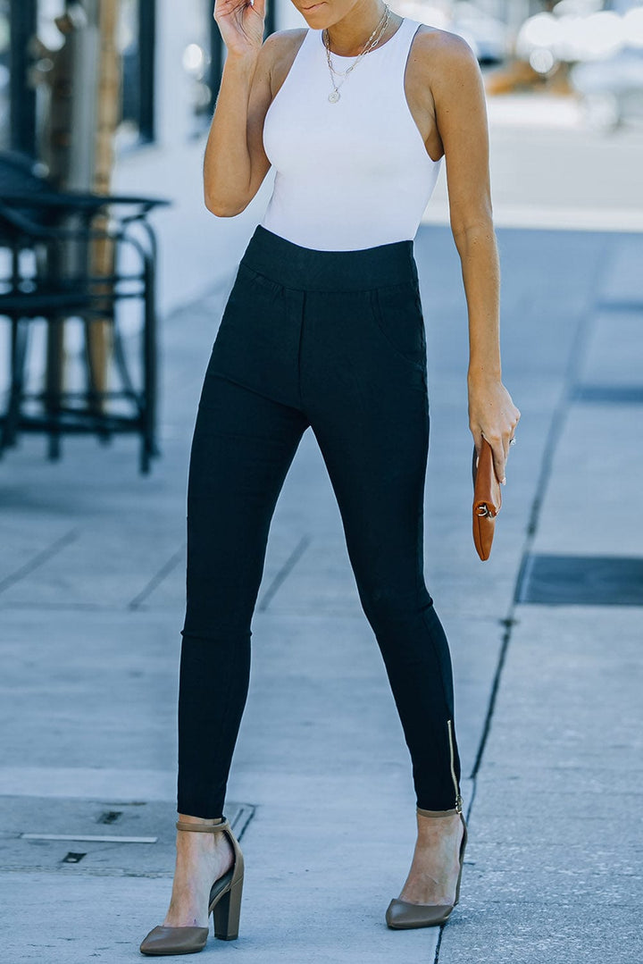 Zipper Ankle High Waist Skinny Pants - Runway Frenzy 