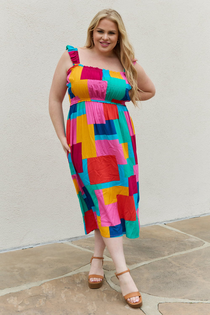 And The Why Multicolored Square Print Summer Dress - Runway Frenzy