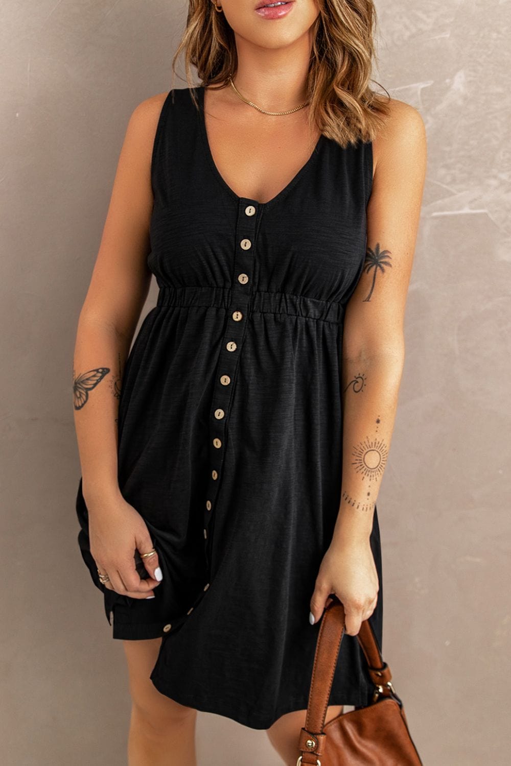 Sleeveless Button Down Mini Magic Dress - Runway Frenzy 