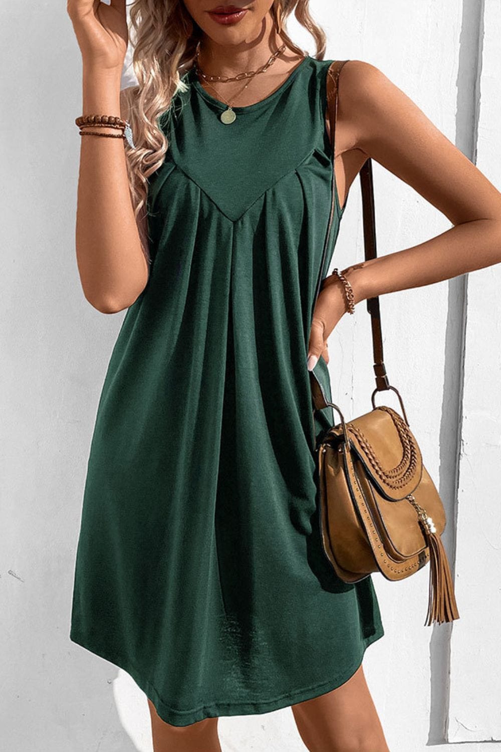 Round Neck Sleeveless Mini Dress - Runway Frenzy 