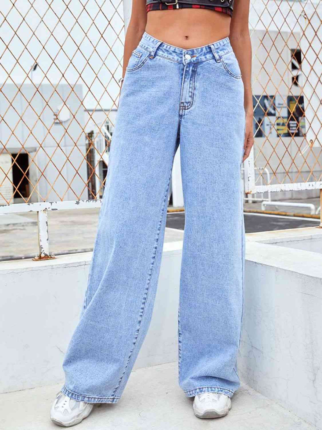 Wide Leg Jeans with Pockets Trendsi