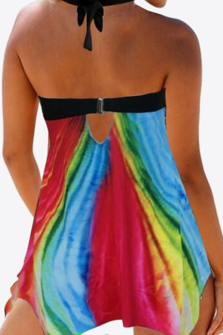 Multicolored Halter Neck Two-Piece Swimsuit - Runway Frenzy 