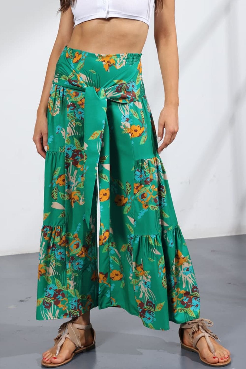 Printed Tie-Front Culottes - Runway Frenzy