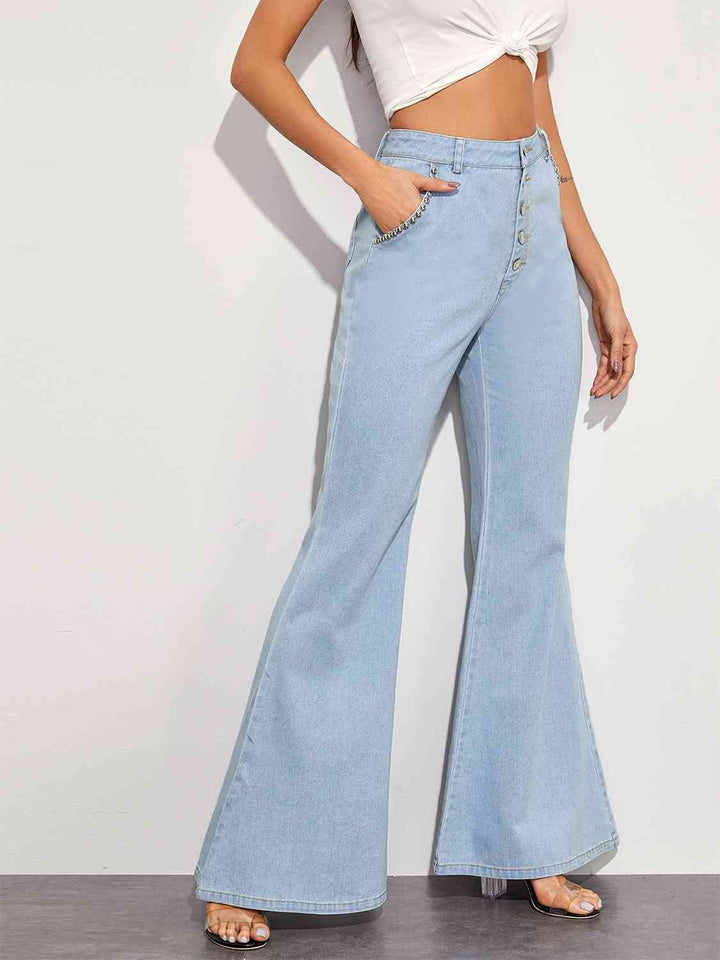 Button Fly Wide Leg Jeans Trendsi