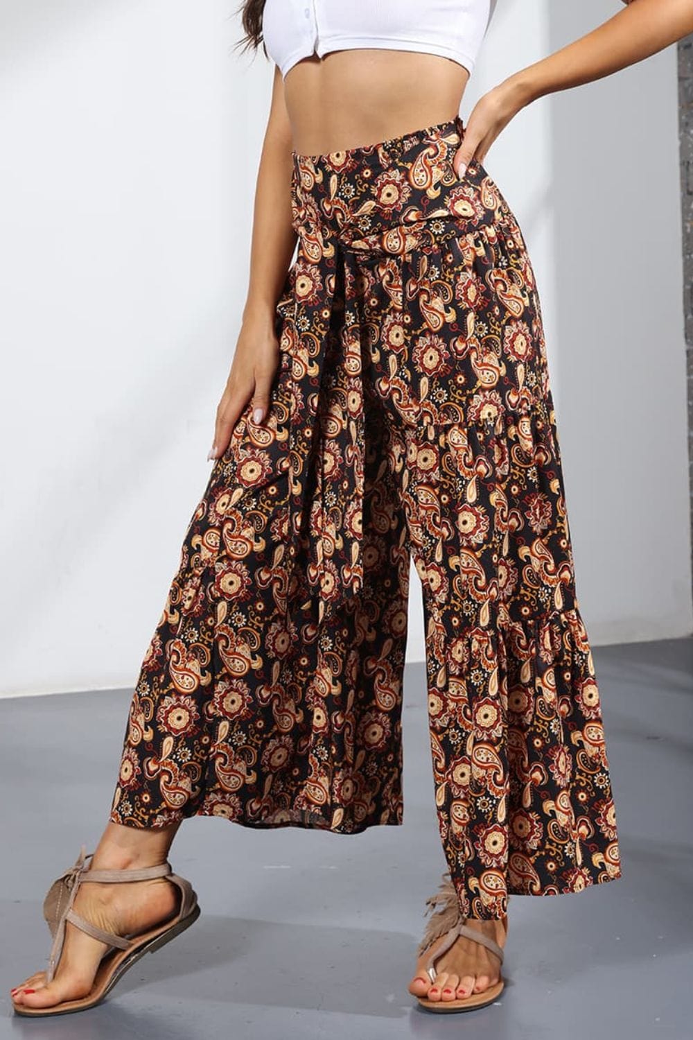 Printed Tie-Front Culottes - Runway Frenzy