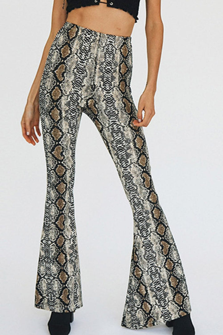 Snakeskin Print Flare Pants - Runway Frenzy 