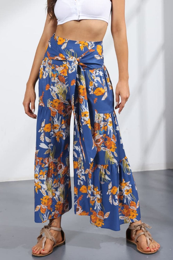 Printed Tie-Front Culottes - Runway Frenzy