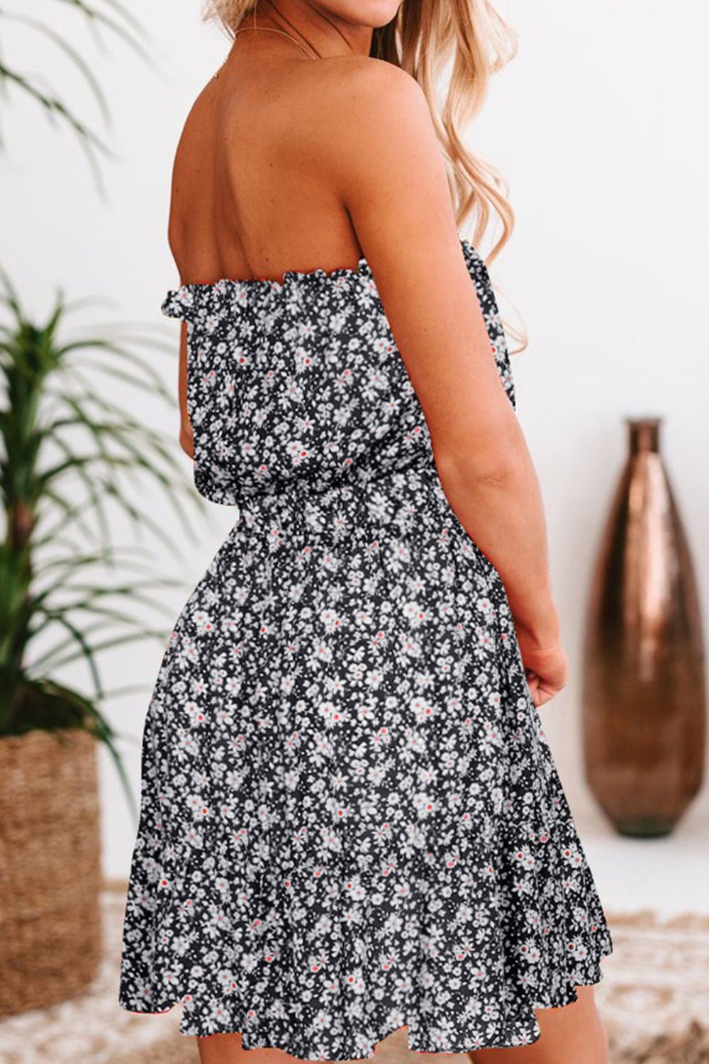 Ditsy Floral Strapless Mini Dress - Runway Frenzy