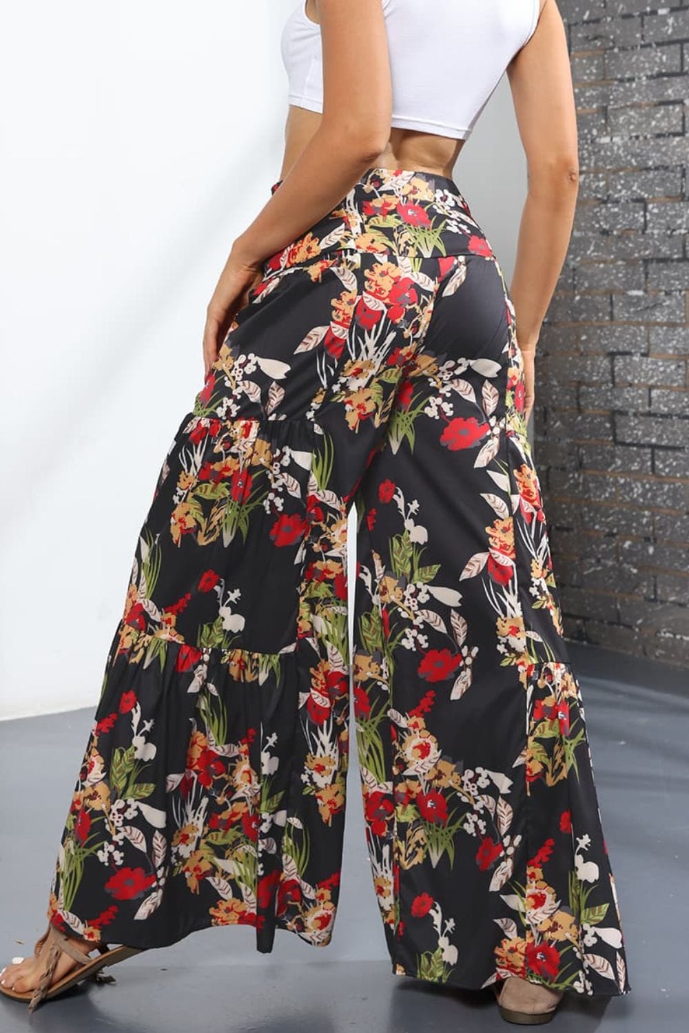 Printed High-Rise Tied Culottes - Runway Frenzy 