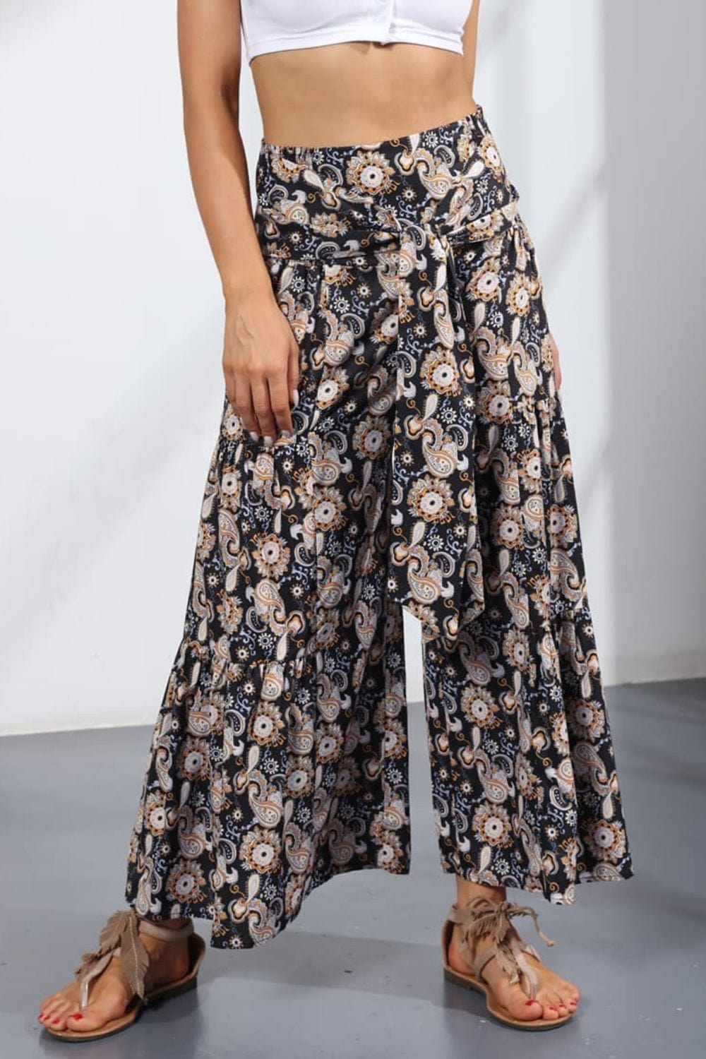 Printed Tie-Front Culottes - Runway Frenzy