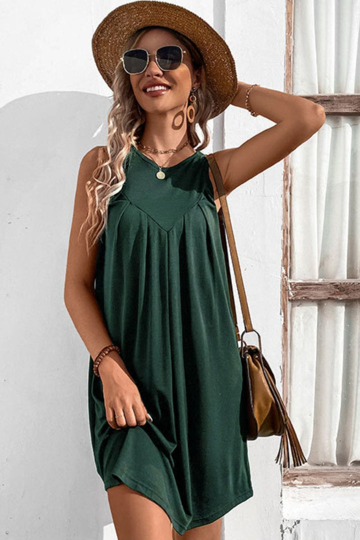 Round Neck Sleeveless Mini Dress - Runway Frenzy 