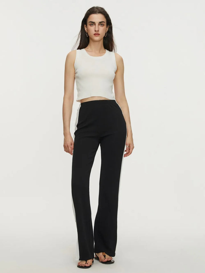 Contrast Slit Long Pants - Runway Frenzy