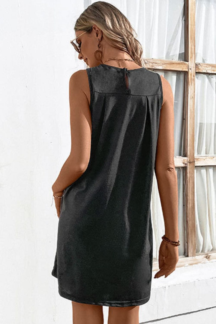 Round Neck Sleeveless Mini Dress - Runway Frenzy 