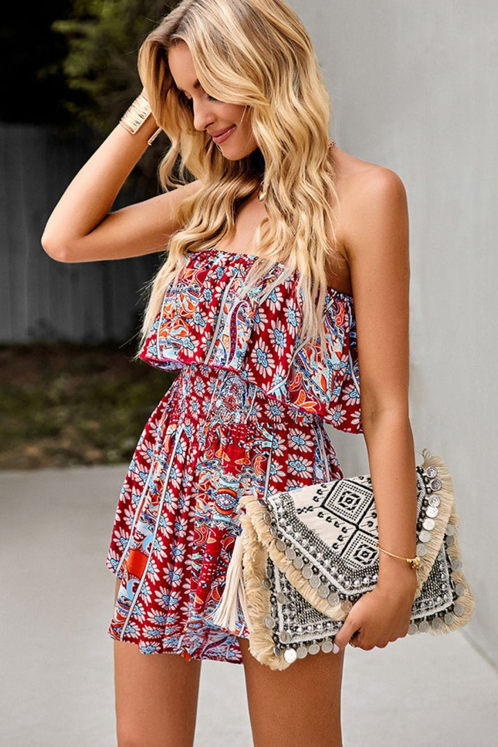 Smocked Waist Strapless Romper - Runway Frenzy 