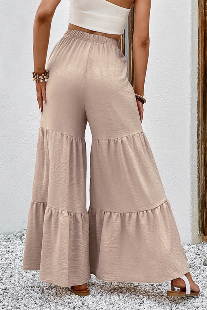 Drawstring Waist Tiered Flare Culottes - Runway Frenzy