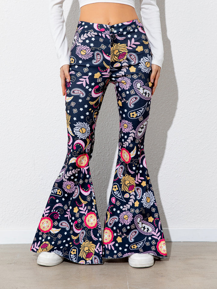 Floral High Waist Flare Leg Pants - Runway Frenzy