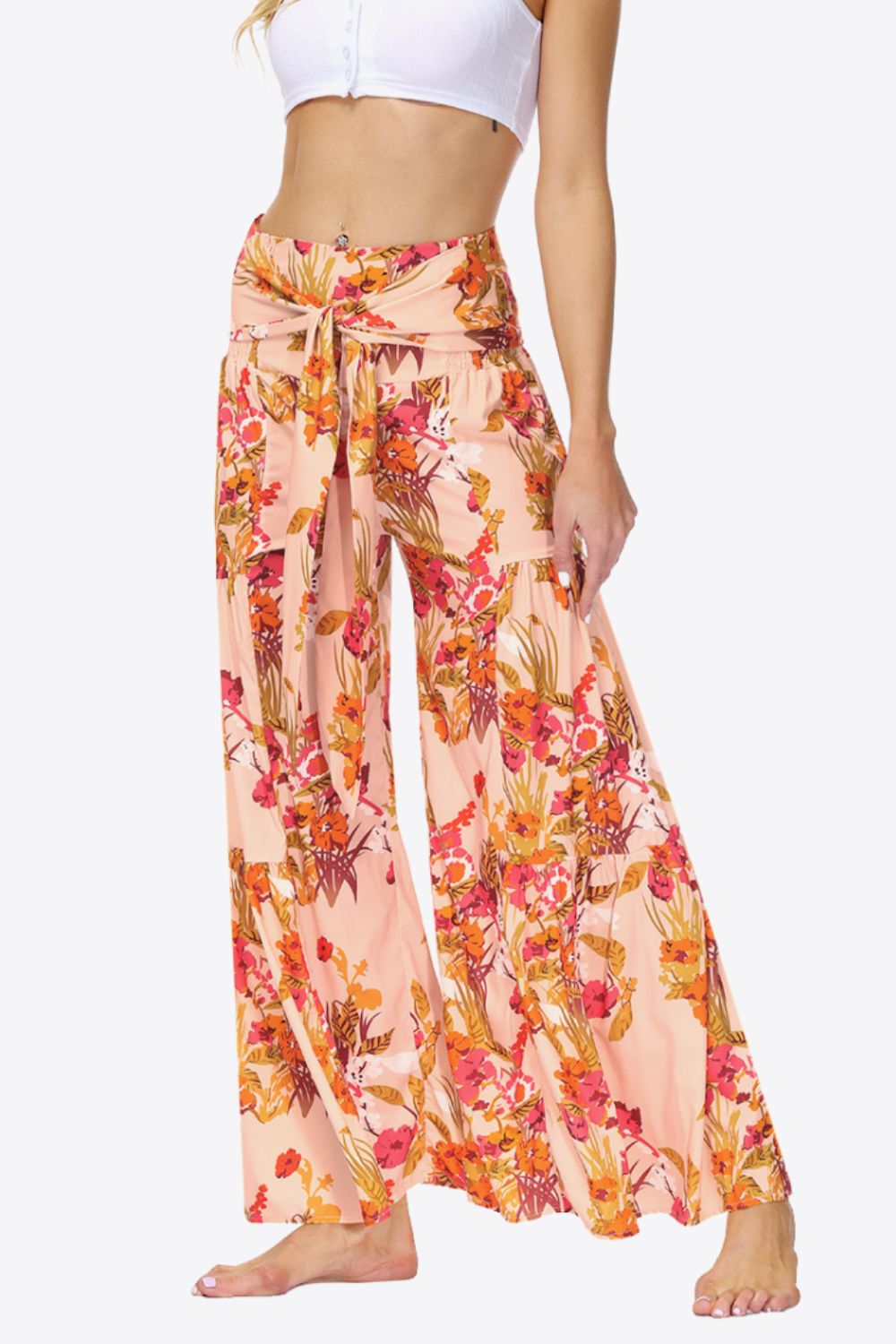 Floral Tie-Waist Tiered Culottes - Runway Frenzy