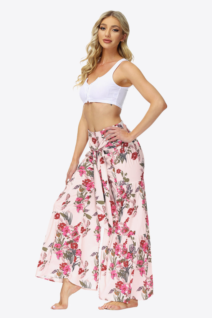 Floral Tie-Waist Tiered Culottes - Runway Frenzy