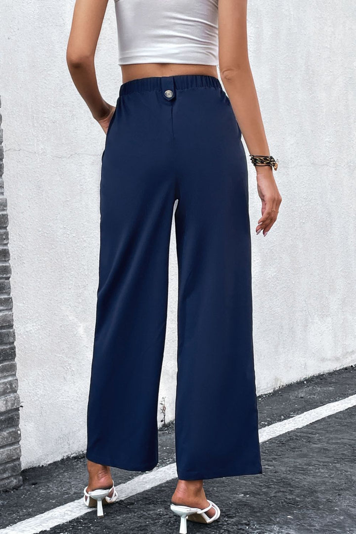 High-Rise Pleated Waist Wide Leg Pants - Runway Frenzy 