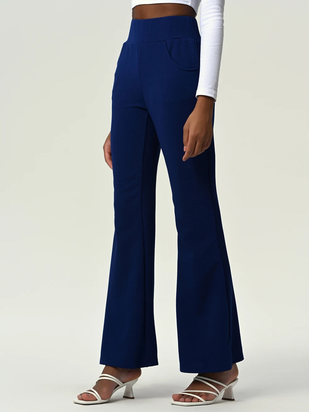 High Waist Flare Leg Pants with Pockets - Runway Frenzy 